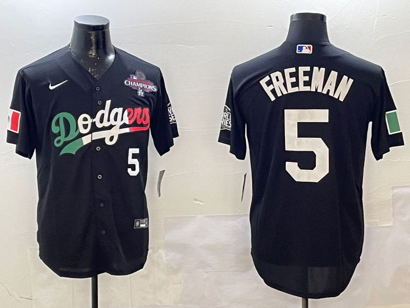 Men Los Angeles Dodgers 5 Freeman Black Fashion 2025 Nike MLB Jersey style 4